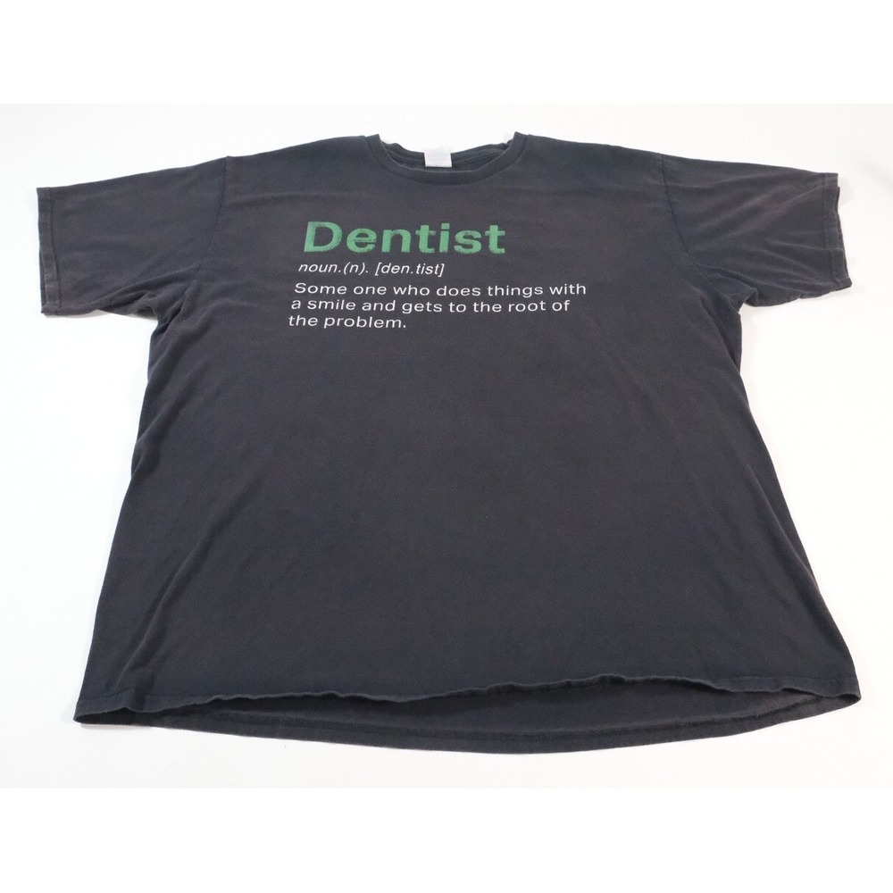 Port & Company T-Shirt Mens 2XL Black Dentist Definition Graphic Short Sleeve